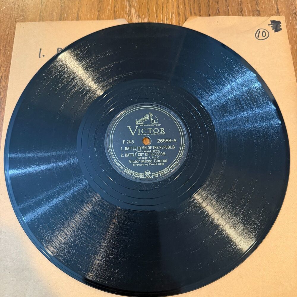Victor 26588 78 RPM Battle Hymn Republic Dixie Victor Mixed Chorus 1940